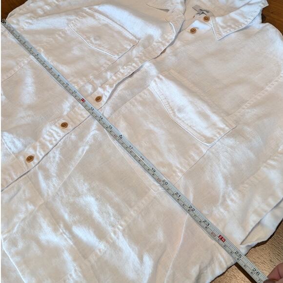 Madewell White Flap-Pocket Button-Up Shirt in 100% Linen, size L - Picture 5 of 7